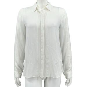 Robert Rodriguez Top Womens XS White‎ Cream Lyndsey Clean Girl Sheer Minimalist